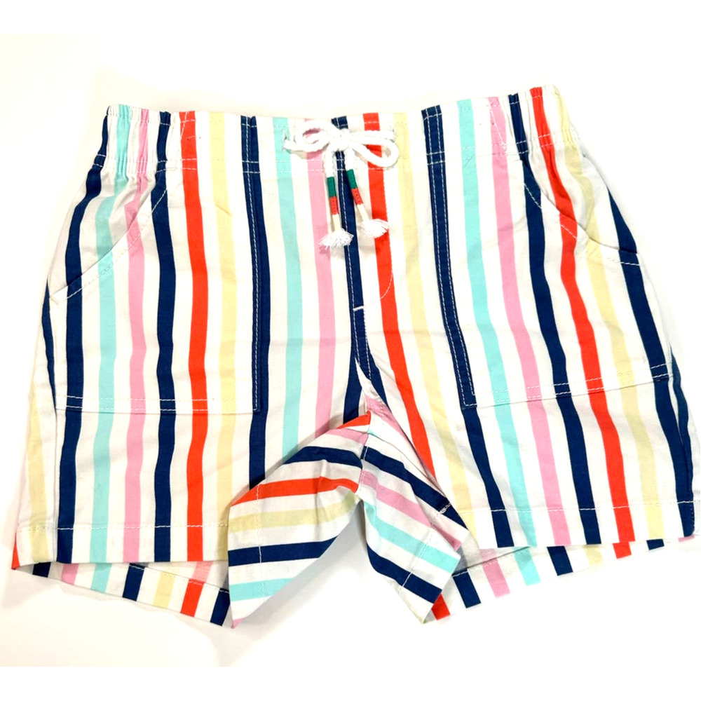 Girls Woven Shorts, white with Stripes, 7/8